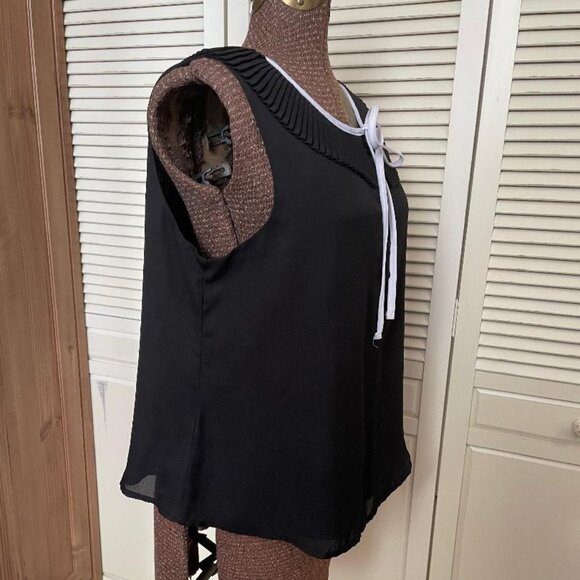 Toby & Olive Sleeveless Blouse Top Women’s XL Fully Lined Pleated Collar - Picture 7 of 12